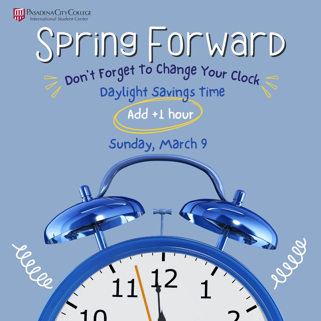 ISCLancer's tweet photo. Remember to set your clock forward 1 hour this Sunday, March 9 due to Daylight Savings Time. 

#f1students #f1visa #internationalstudents #springforward https://t.co/lDOxalrrfV