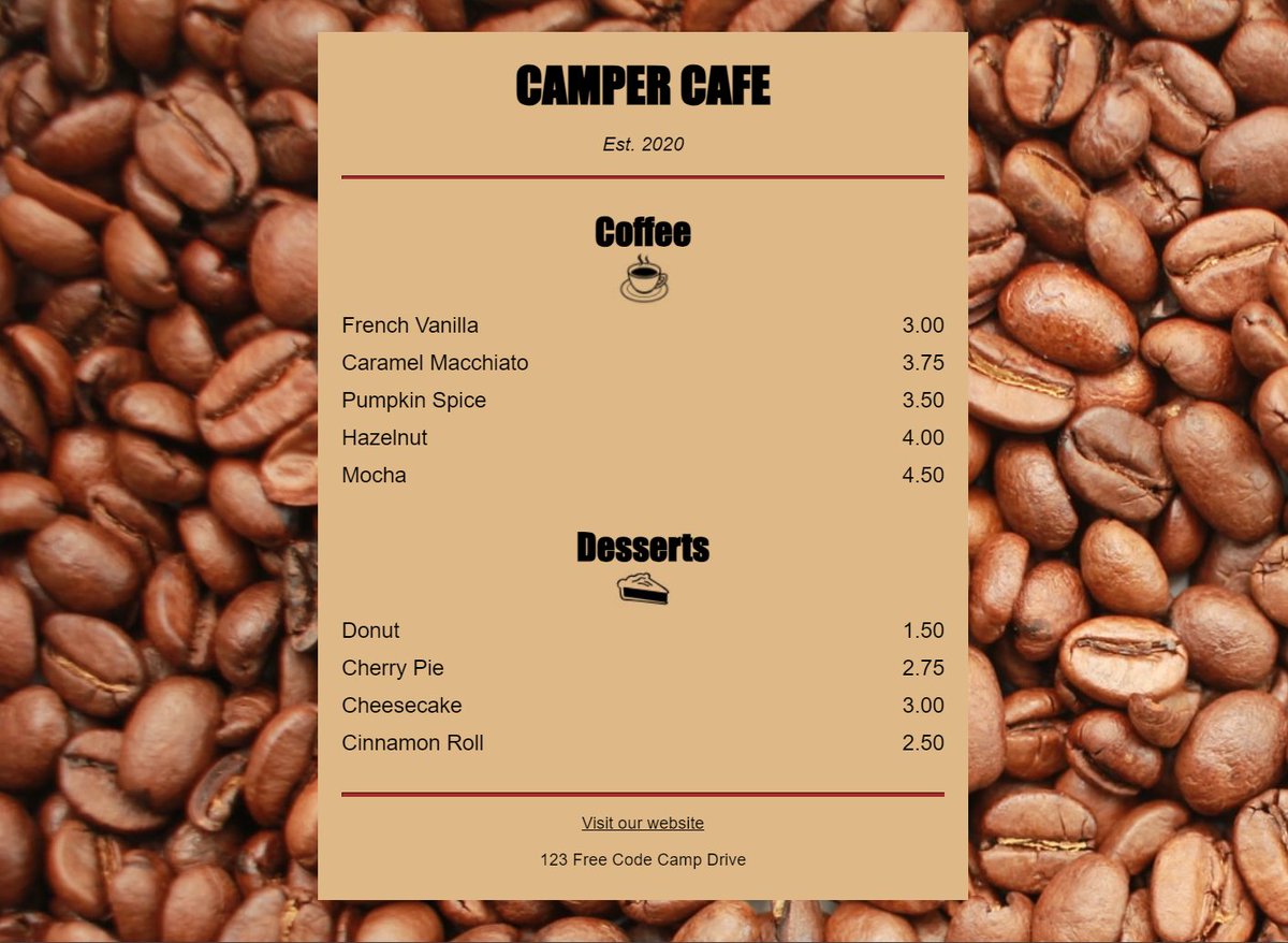 I have completed Learn Basic CSS by Building a Cafe Menu #freecodecamp
 freecodecamp.org/learn/2022/res…
