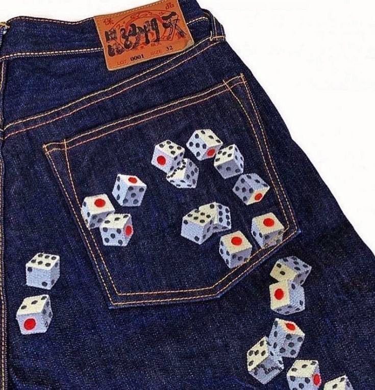 rogue's tweet image. Evisu dice jeans