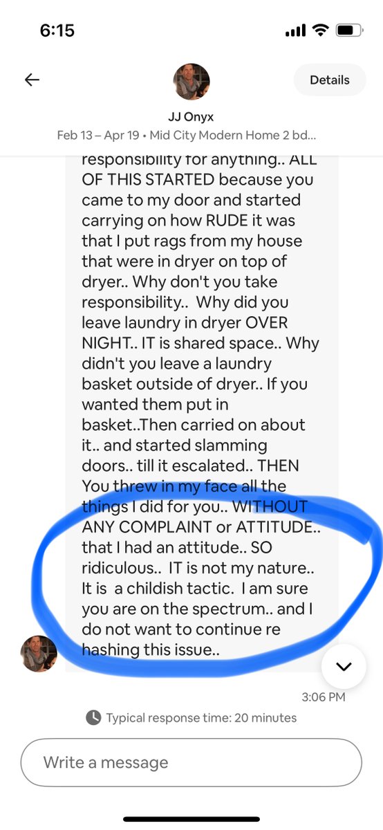_bouboulina_'s tweet photo. On 3/4/25 after unsuccessfully trying to reason with a #hostile #airbnbhost, he proceeded to harass me using @Airbnb's own platform. This host mocked people on the #autism #spectrum writing " I am sure you are on the spectrum".  @Autism @autismspeaks @AAPD https://t.co/TknlDserXn