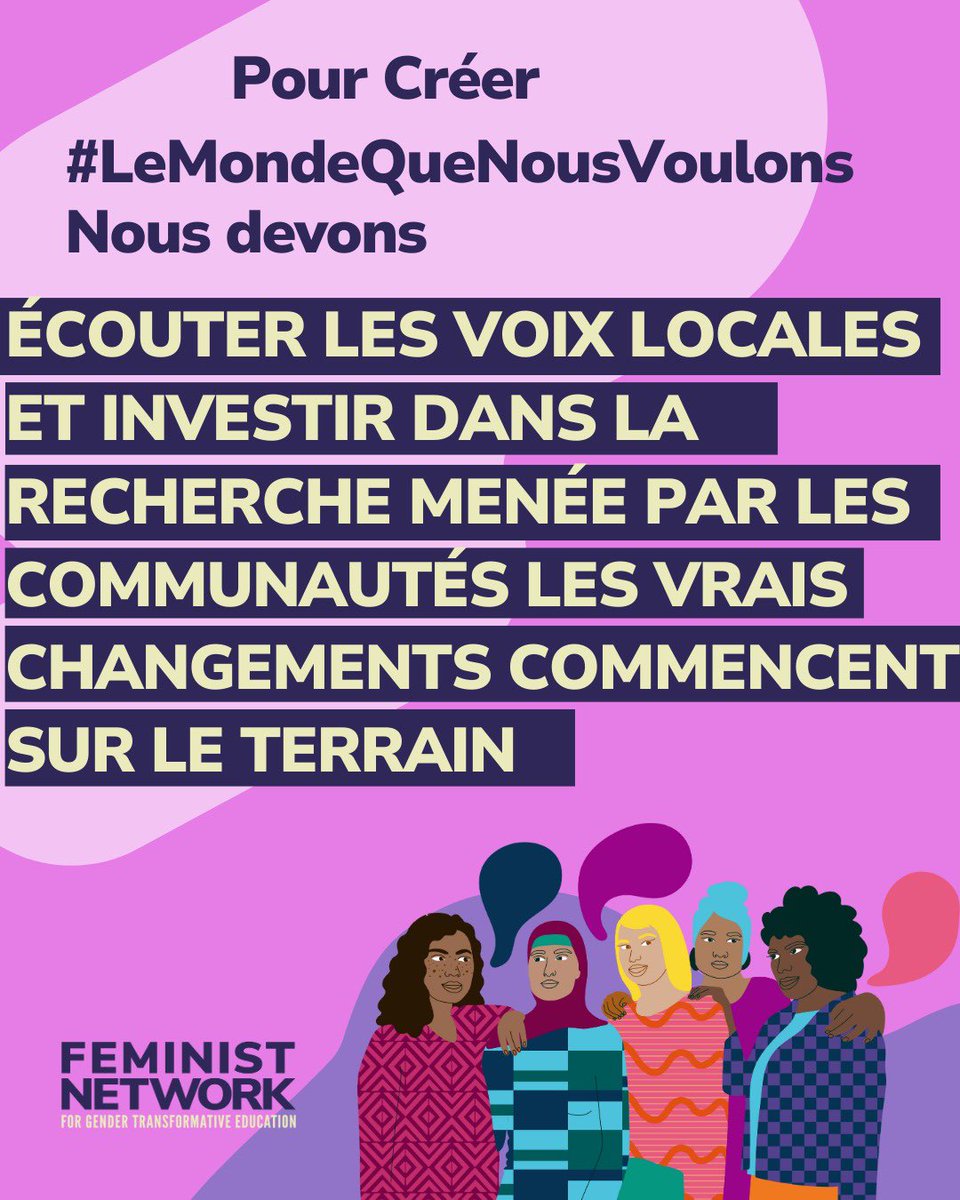 Les jeunes, les enseignants et la société civile détiennent les clés pour créer le monde que nous voulons. Écoutons-les, investissons dans la participation locale et faisons tomber les barrières à l'éducation. 

 #IWD2025 #Ed4EqualityPeace 📣.

🙌 Restez à l'écoute !

<a href="/UNGEI/">UN Girls' Education Initiative</a>