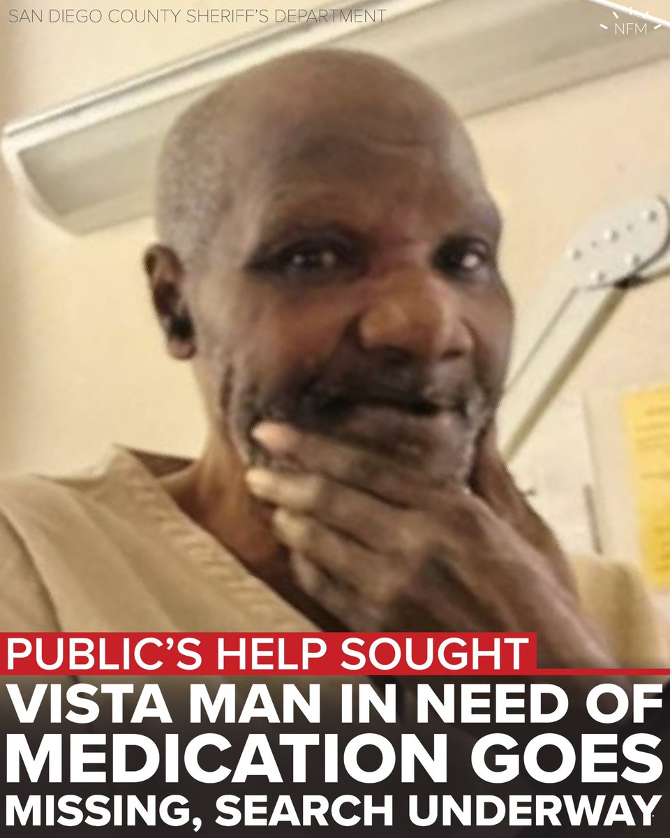NewsFlashSD's tweet image. #PublicHelpSought - #Vista man in need of medications goes missing, search underway:

More info ➡️ instagram.com/p/DG69GUgJLNc/…