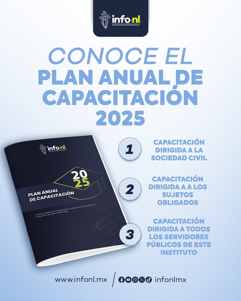 #INFONL | Te compartimos la oferta académica que el <a href="/INFONLMX/">INFONL</a> llevará a cabo durante el 2025, con el objetivo de garantizar el pleno ejercicio de los derechos relacionados con el acceso a la información y la protección de datos personales 👉🏼  bit.ly/plan_capacitac…