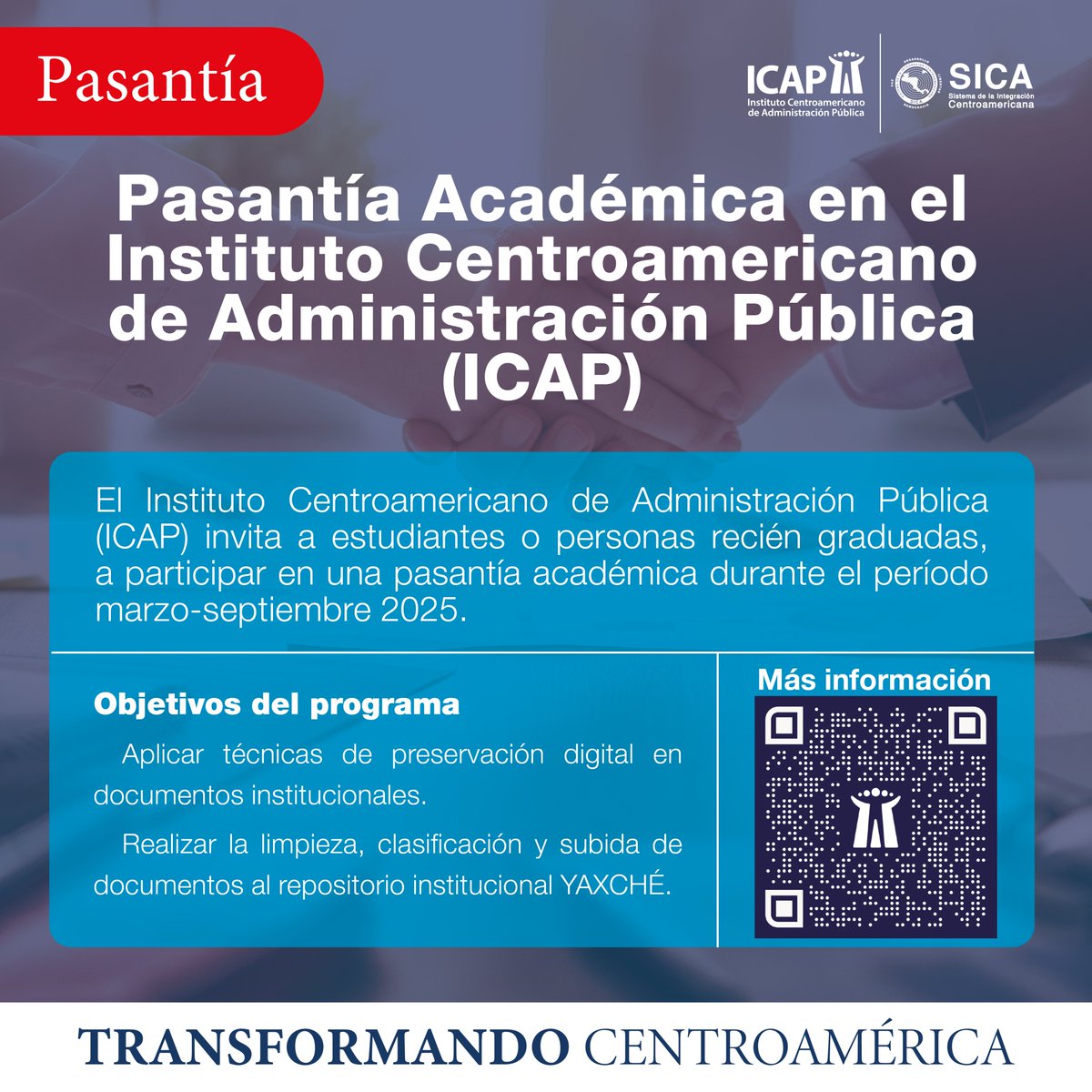 #ICAP #PASANTIA
¡Atención estudiantes y recién graduados!
El ICAP busca personas con deseos de llevar a cabo una Pasantía Académica en el manejo y tratamiento de documentación digital.

🌐Descarga la convocatoria  : icap.ac.cr/html/documento…