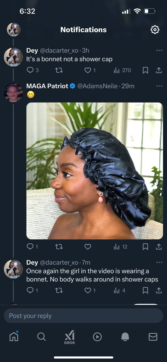 dacarter_xo's tweet photo. This MAGA patriot got mad and blocked me all bc I said she’s not wearing a shower cap 😂. https://t.co/Hk5UEuRMJ6