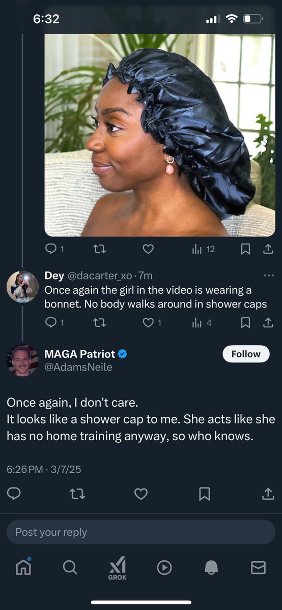 dacarter_xo's tweet photo. This MAGA patriot got mad and blocked me all bc I said she’s not wearing a shower cap 😂. https://t.co/Hk5UEuRMJ6