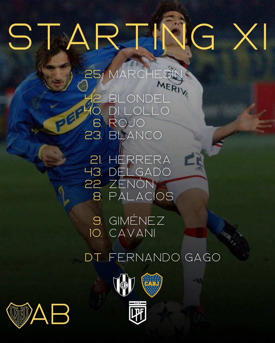 📋THE STARTING XI!

The eleven players that are going to play against Central Córdoba today!

Let's go #Gago 🇸🇪

#DALEBOCA