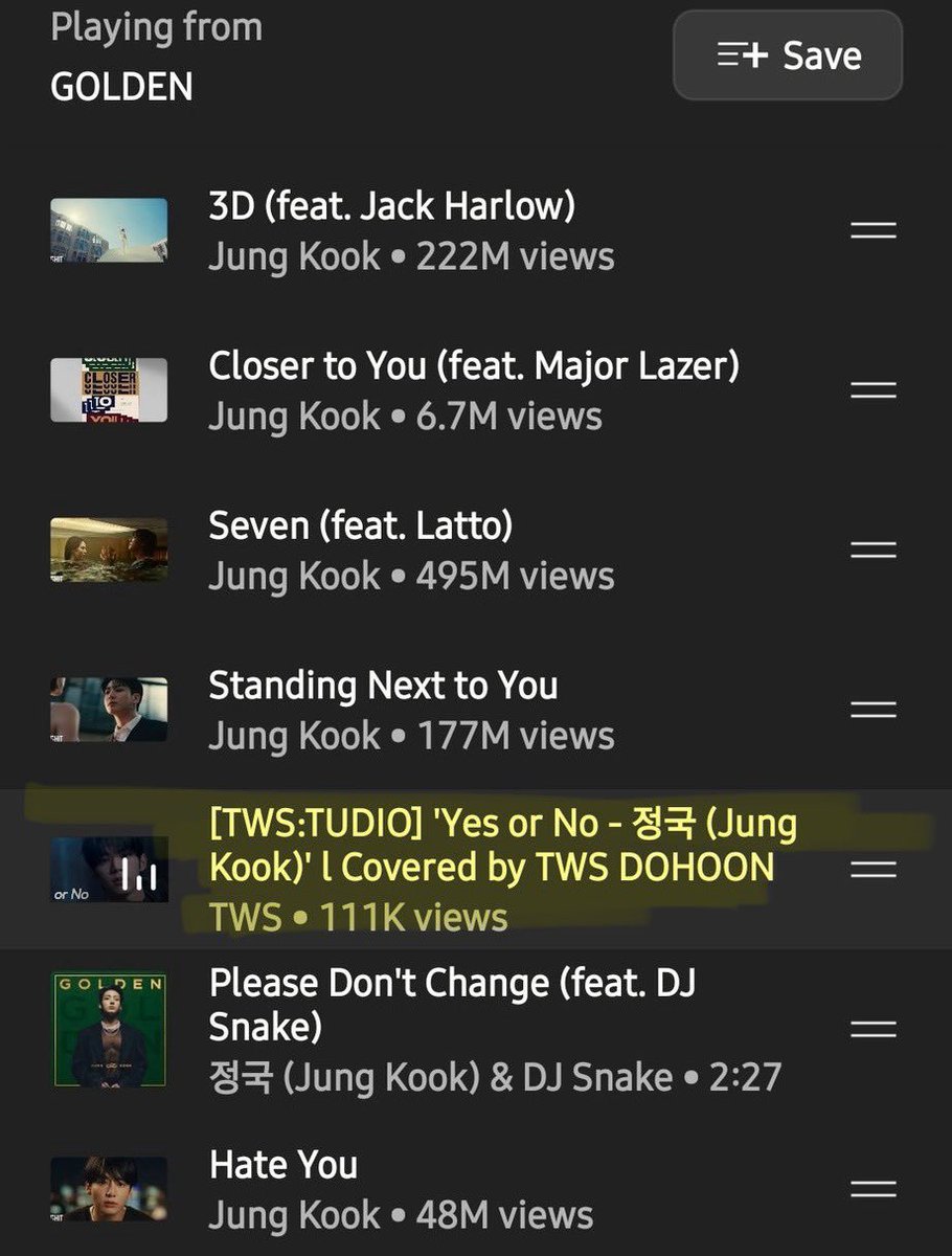 JungKook_Scener's tweet photo. @YouTube @TeamYouTube @bts_bighit @HYBEOFFICIALtwt  @BIGHIT_MUSIC 

🚨The official audio for "Yes or No" by JungKook on YouTube Music is INCORRECTLY LINKED to a cover video by TWS DOHOON when switching to video mode. As there is no official MV for this track, please rectify this error immediately to ensure accurate content representation.