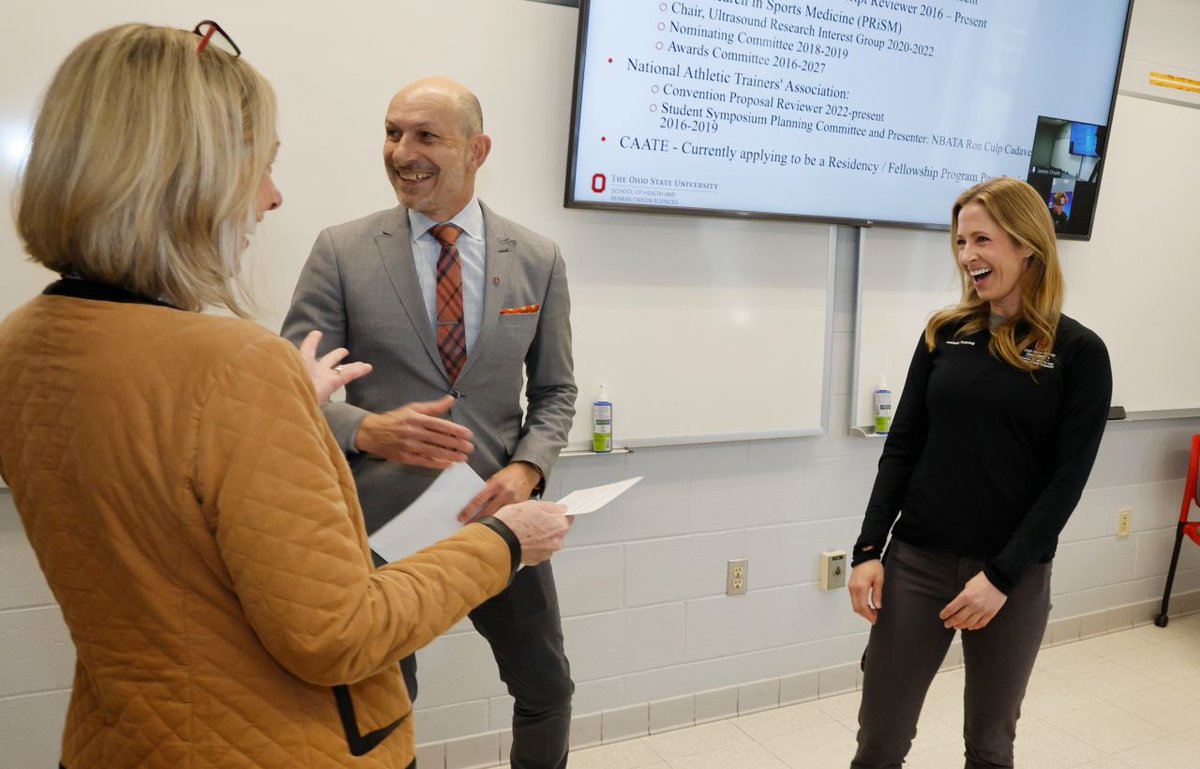 osuhrs's tweet photo. Congrats to Dr. Laura Boucher on being honored today with the Alumni Award for Distinguished Teaching! Her dedication and passion for teaching have truly made a difference for our students. A great way to kick off National Athletic Training Month. Congrats, @lcbouch16! #NATM https://t.co/hBwIqcOGvQ