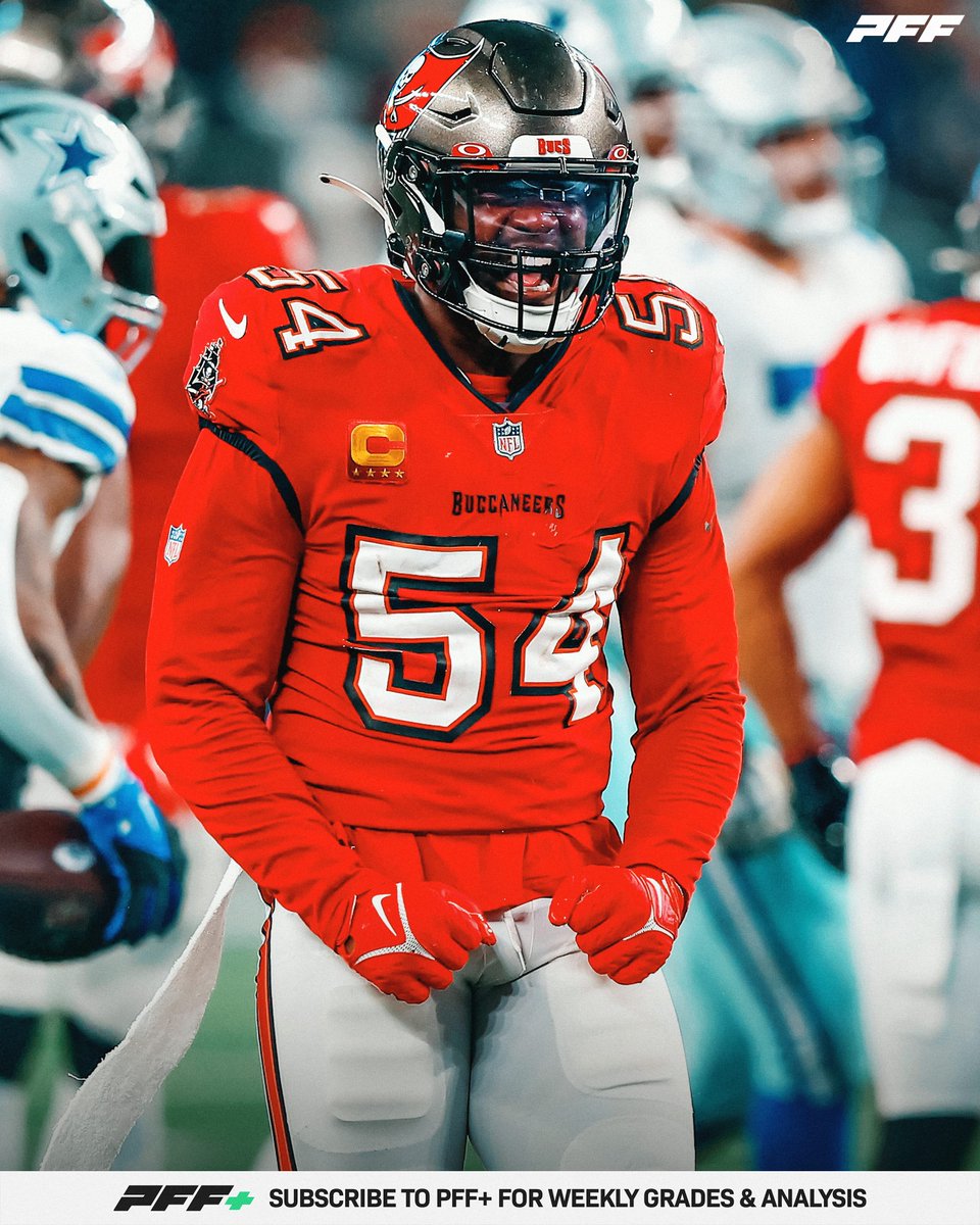 PFF's tweet photo. Lavonte David over the past two years:

🏴‍☠️ 114 defensive stops | 4th among LBs

Back in Tampa for a 14th season https://t.co/NOwTzQUw5M