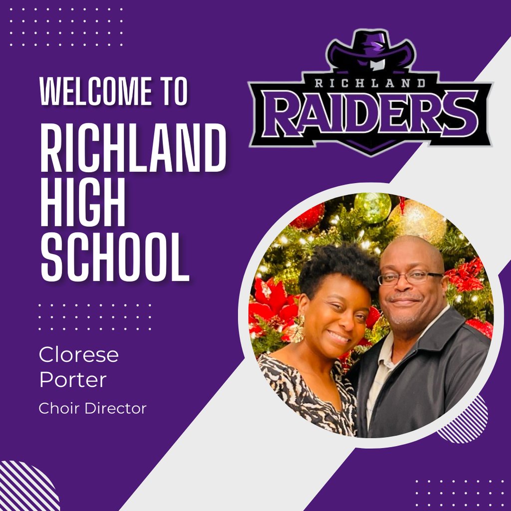 RHSProsper's tweet photo. Please help us welcome our Head Choir Director, Clorese Porter!
#WeAreRichland

https://t.co/rFyGLmq8PQ https://t.co/xnPUt1nnk1