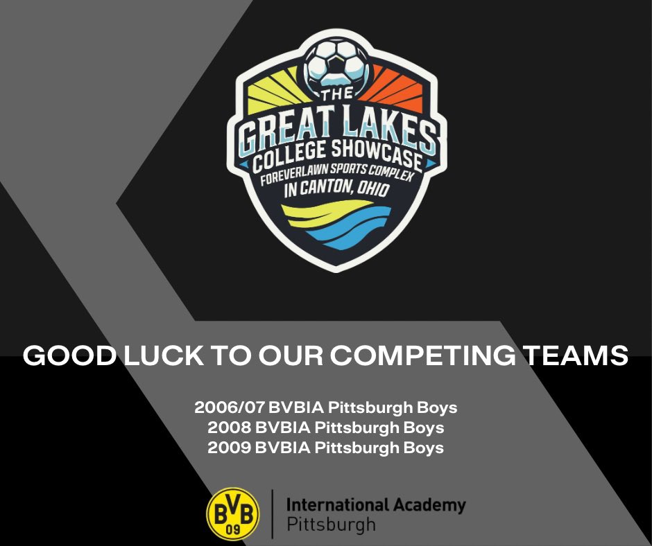 Good luck to our teams competing this weekend at the @gla_soccer College Showcase in Canton, Ohio
2006/07 Boys
2008 Boys
2009 Boys
#bvb #bvb09 #gla #collegeshowcase