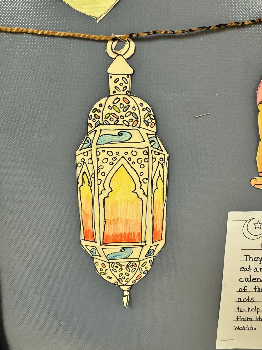 kimmybasra's tweet image. This week students in division 6&amp;amp;9 worked on creating a display for Ramadan after learning about the holiday! We decided to make our own lanterns to celebrate. #sd36learn #RamadanMubarak @racialEQ36
