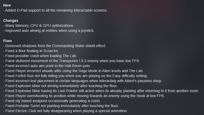 I See Red 2.0.15 (PC version) is now live! It contains many improvements that were made for the newly released Nintendo Switch version.