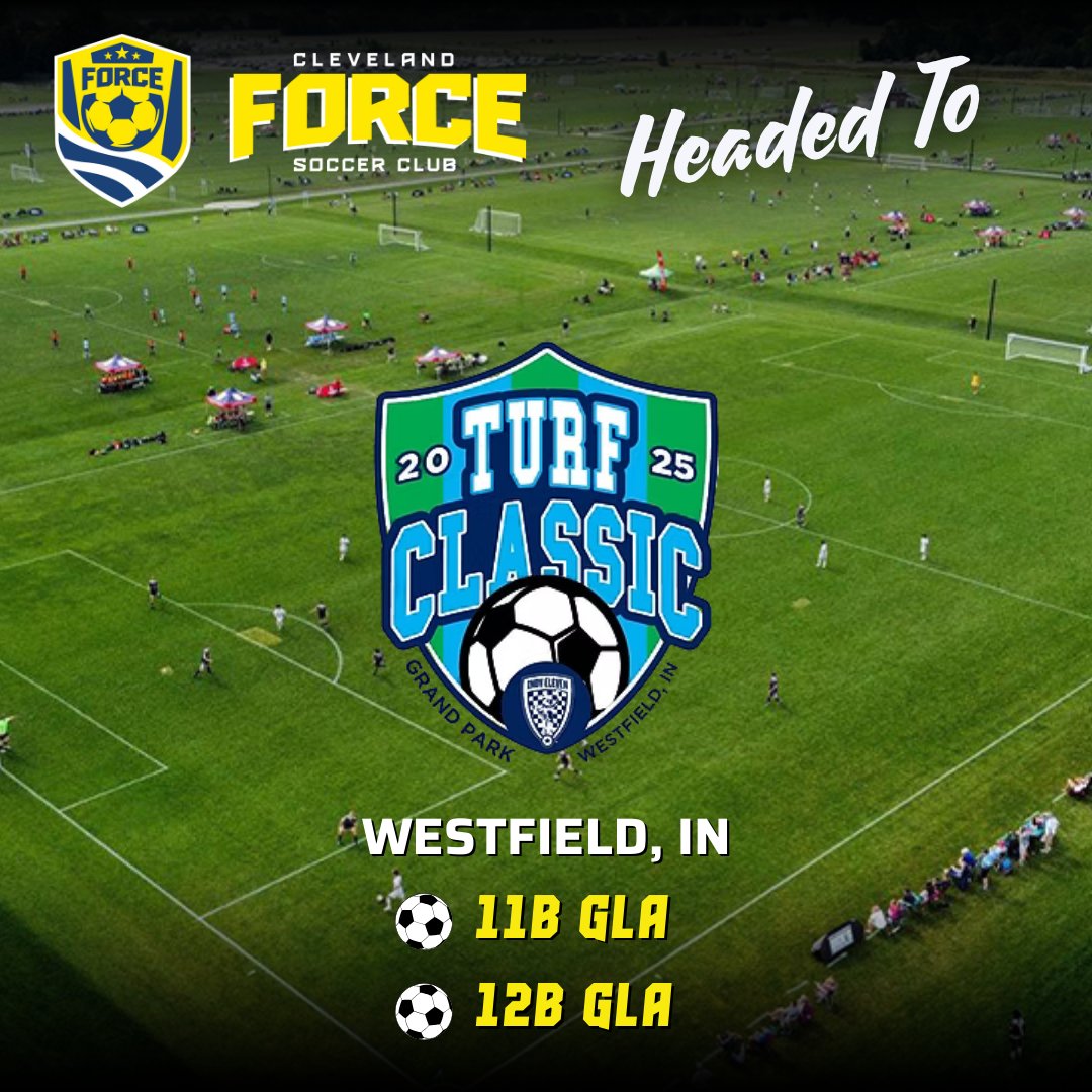 ClevForceSC's tweet photo. Good luck to our Cleveland Force SC 11B GLA and 12B GLA teams as they head to Grand Park in Westfield, IN to compete in the 2025 Indy Eleven Academy Turf Classic!

Play tough, have fun and enjoy the experience, boys!!!

#chrip #clevelandforcesc https://t.co/6fVQyE3Jzx