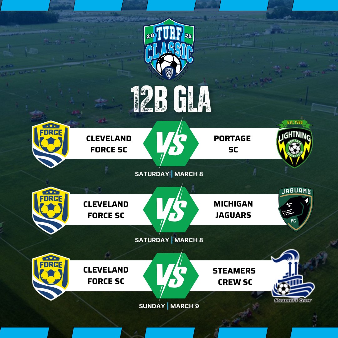 ClevForceSC's tweet photo. Good luck to our Cleveland Force SC 11B GLA and 12B GLA teams as they head to Grand Park in Westfield, IN to compete in the 2025 Indy Eleven Academy Turf Classic!

Play tough, have fun and enjoy the experience, boys!!!

#chrip #clevelandforcesc https://t.co/6fVQyE3Jzx