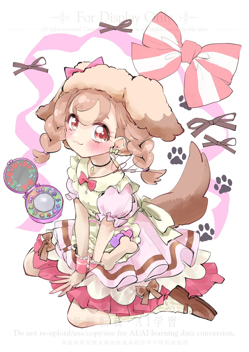 「並べるとかわちいわんにゃんメイドさん実はペンダントの飾り部分、全員お揃いなんだけ」|小笹あんこ＠レイフレ28のイラスト