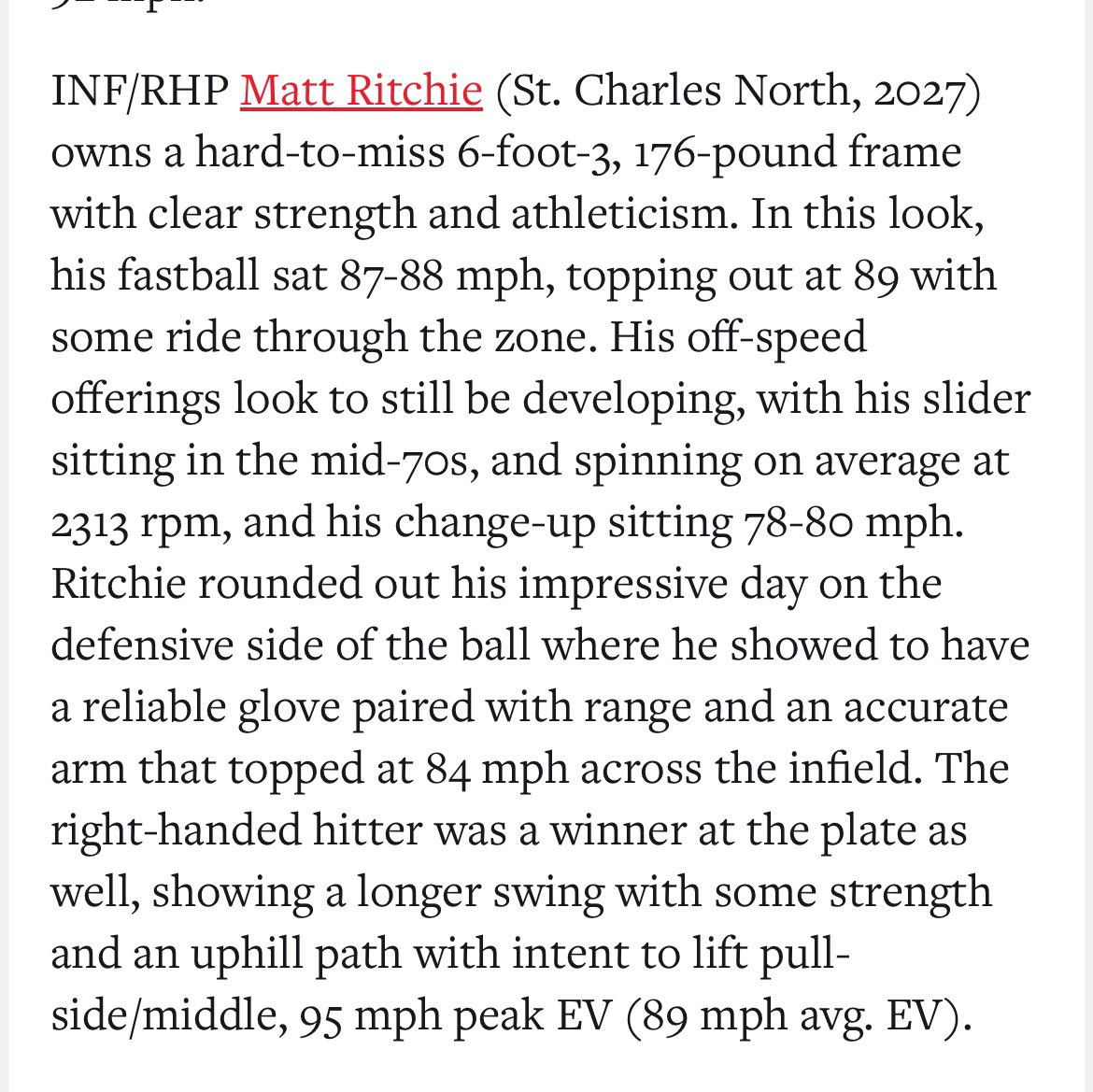 Matt Ritchie (@mattritchie2027) on Twitter photo Thank you for the write up I had a lot of fun <a href="/PrepBaseballIL/">Prep Baseball Illinois</a>
<a href="/SCN_Baseball/">SCN_Baseball</a>
<a href="/BSFpitching/">BSF Pitching Performance</a>
<a href="/CoachTG2/">Coach TG</a>
<a href="/CangelosiSparks/">Cangelosi Sparks</a> Thank you for the write up I had a lot of fun <a href="/PrepBaseballIL/">Prep Baseball Illinois</a>
<a href="/SCN_Baseball/">SCN_Baseball</a>
<a href="/BSFpitching/">BSF Pitching Performance</a>
<a href="/CoachTG2/">Coach TG</a>
<a href="/CangelosiSparks/">Cangelosi Sparks</a>