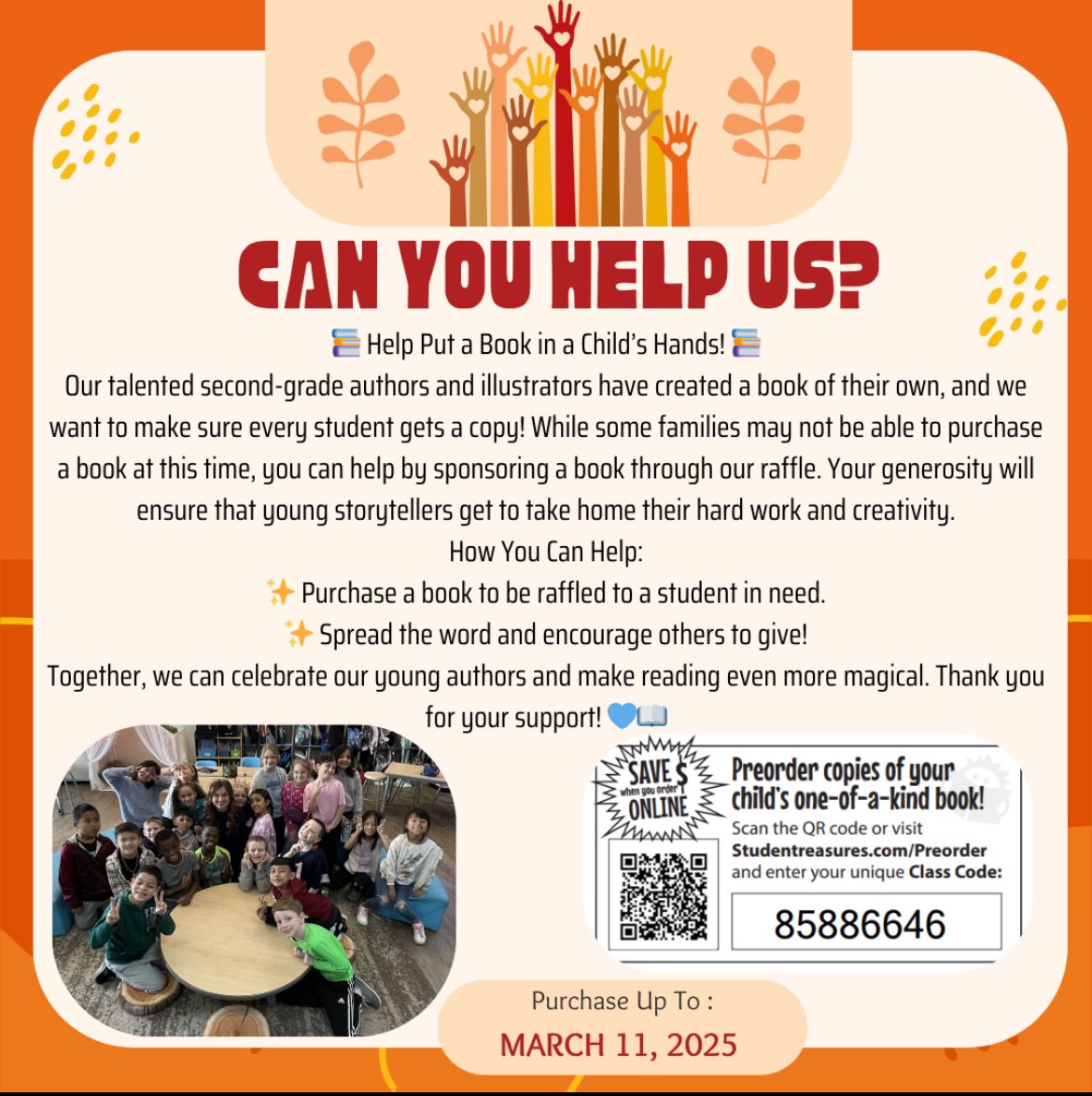 GraceLearning's tweet image. Please help us reach this goal! There are 14 more friends who would love to go home with a book. 🧡📕💙
