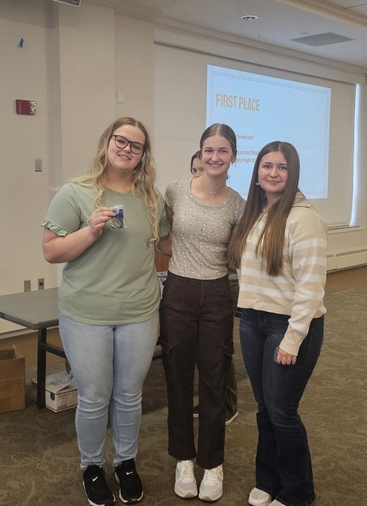 BIG Congratulations to Adison Dye, Lauren Stahl &amp; Kyla Steffey for getting 1st Place in the Senior Division (9-12) National History Day Exhibit for the Northwest Missouri Region!!!  They will move on to state competition in Columbia on 4/26!!! Good job Rockets!!!