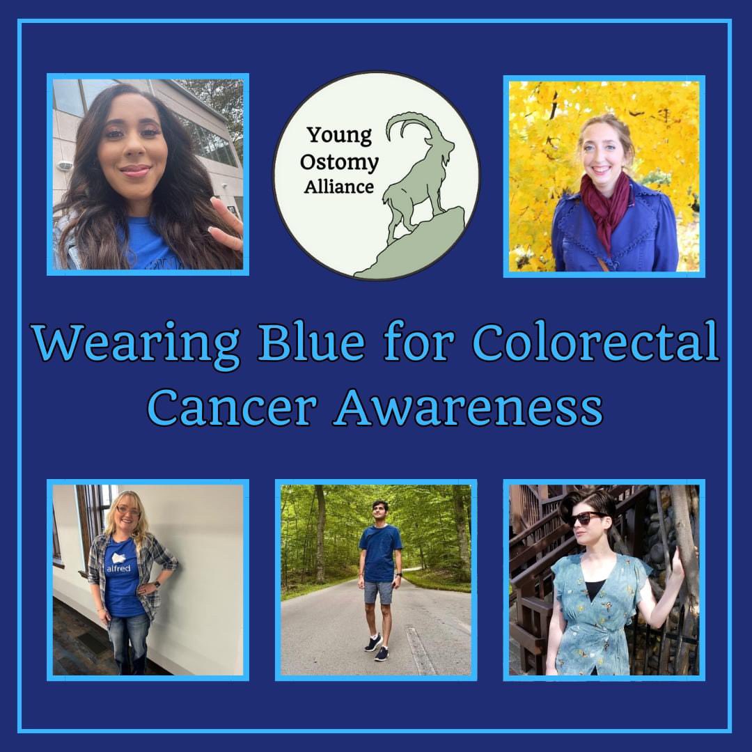 alloway_megan's tweet photo. Some of our Young Ostomy Alliance team raising awareness! 
💙 
#ColorectalCancerAwareness #ColorectalCancerAwarenessMonth #youngostomyalliance #ostomy 
@UOAA @CCAlliance @FightCRC @CancerInsider @WOCNSociety @Siilostomy @HollisterInc @TrioOstomyCare https://t.co/JHX8HHUbkD
