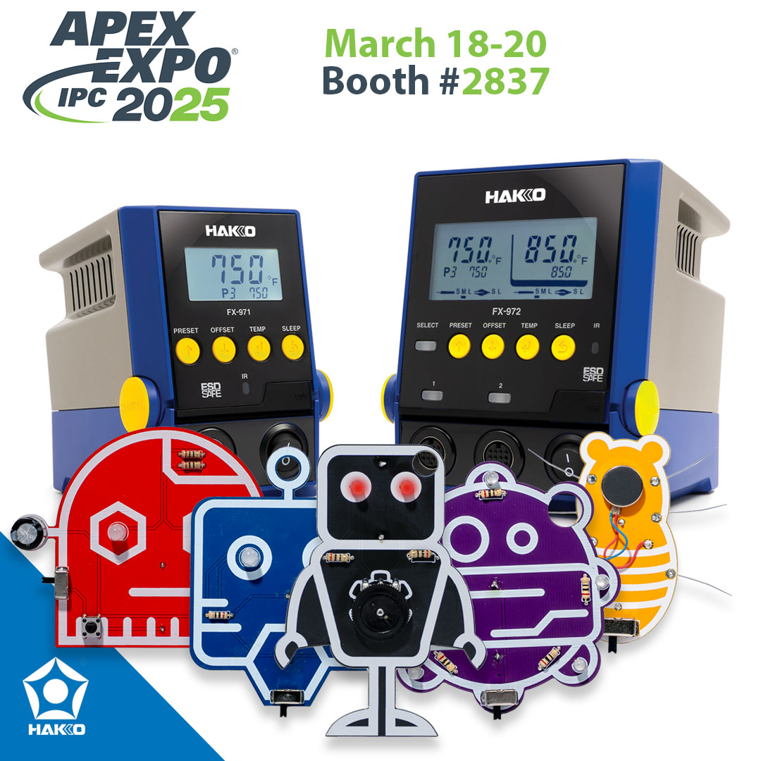 Stop by our booth at IPC APEX EXPO and take home a new robot friend you built yourself! We're at booth #2837

#ipc #ipcapex #ipcapexexpo #hakko #hakkousa #diy