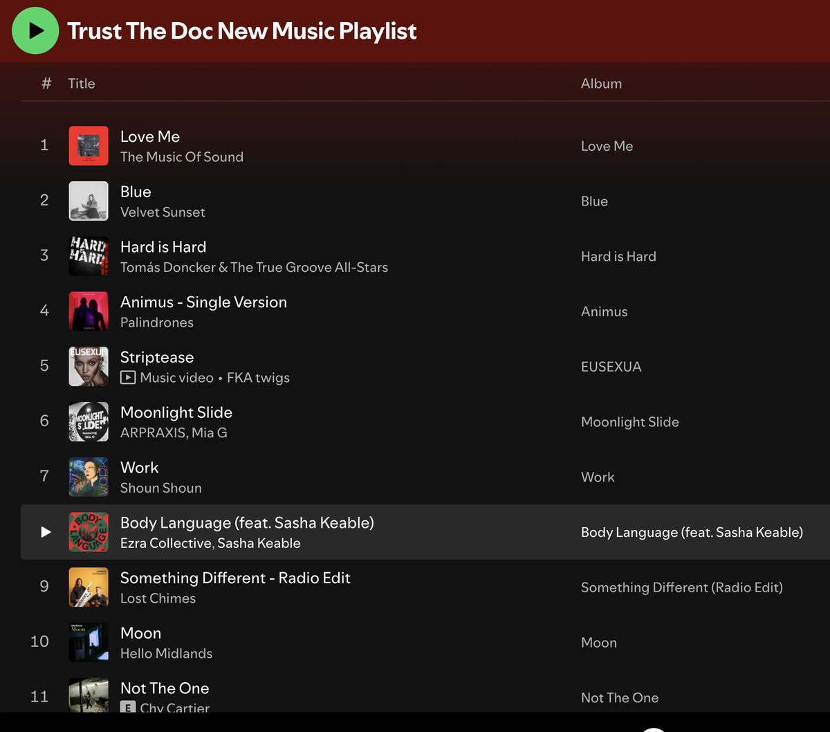 The <a href="/TrustTheDocUK/">Neil March (Trust The Doc Media/ICMP)</a> New Music Playlist - open.spotify.com/playlist/1zl8W… - incl:
<a href="/MusicOfSoundUK/">The Music Of Sound</a> <a href="/tomasdoncker/">Tomás Doncker</a> @arpraxis  @ShounShounUK <a href="/LostChimes/">Lost Chimes</a> <a href="/hellomidlands/">Hello Midlands</a> <a href="/Poeticalnadz/">Nadz</a>  <a href="/alienalarms/">Alien Alarms</a> <a href="/paulfcook/">Paul F Cook</a>  <a href="/withsunmusic/">With Sun</a> <a href="/belgraveroadrec/">Pimlican</a> 
So save &amp; share the playlist 😊
#NewMusicNewThinking