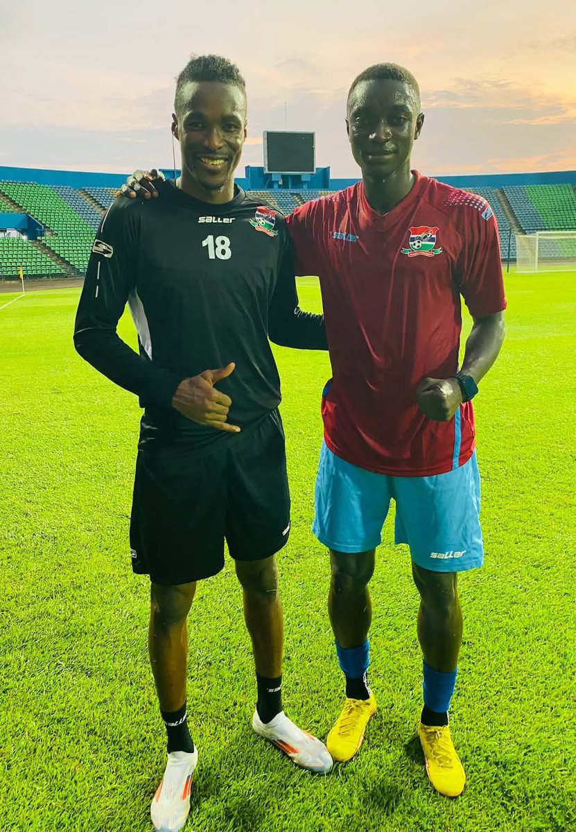 RealDeBanjulFC's tweet photo. City Boys’ ambassadors Lamin Saidy &amp; Makaira Tambedou in Franceville, Gabon 🙌🏽.

The duo are with the Gambia CHAN team to play the Gabon home-based in a CHAN qualifier return leg. Best of luck, Champs ✊🏽. 

#rdb #saidy #tambedou #gambia #chan #gabon #cityboys https://t.co/d8CZ1YDziS