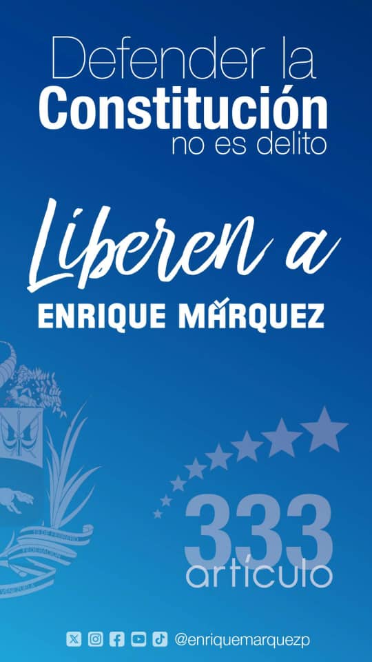 Ir a un proceso electoral con presos políticos, es tan complicado como el ir con sanciones; es necesario generar condiciones para este proceso y evitar se siga profundizando la crisis #LiberenAEnriqueMárquez