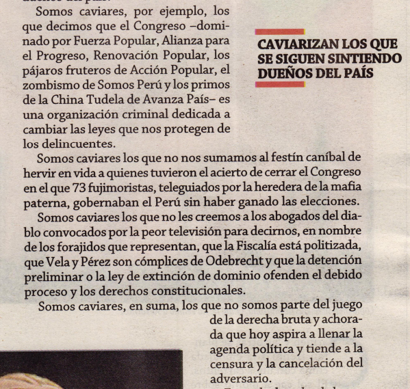 Hildebrandt: Somos caviares.