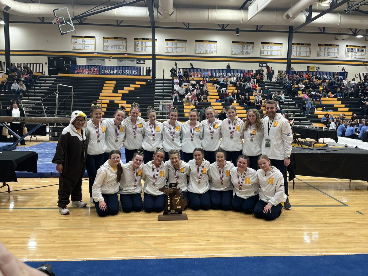 hartlandsports's tweet photo. Congratulations to Hartland’s newest team state champion! Hartland gymnastics is your 2025 MHSAA state champion. Go Eagles! https://t.co/NKPCguFMxU