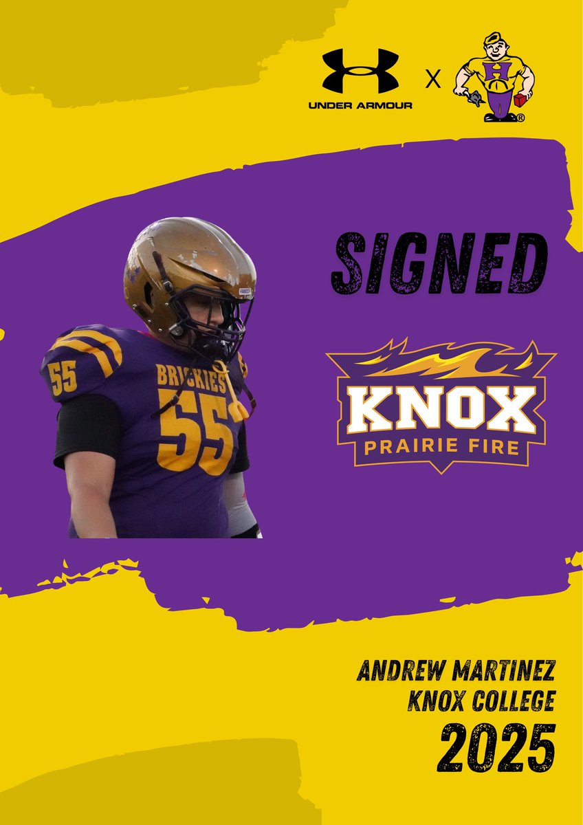 brickiesfb's tweet photo. Congratulations to Andrew Martinez on signing to continue his academic and athletic career at Knox College! 🟪🟨🧱 https://t.co/0kmL45yWZW
