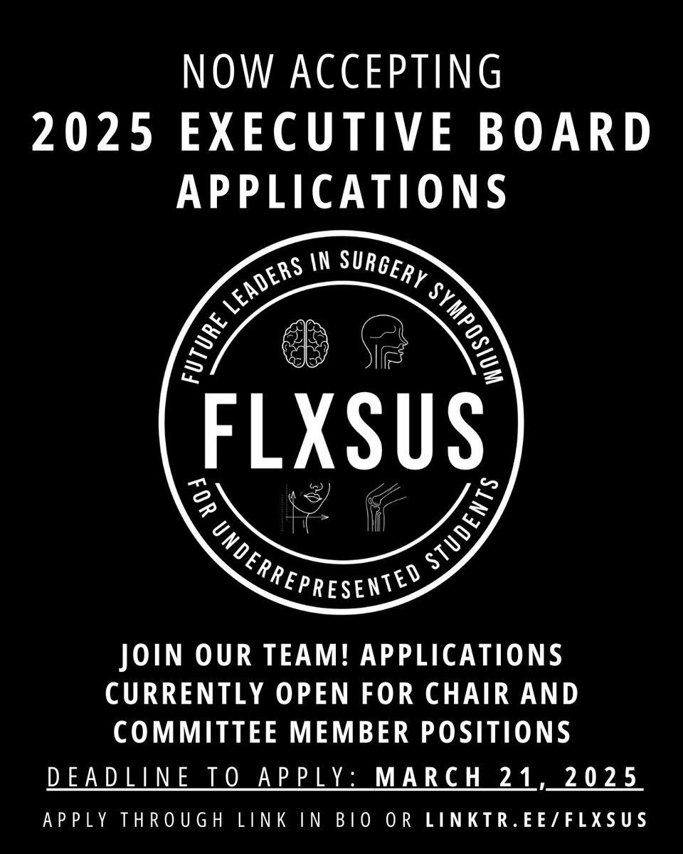 We are excited to announce that FLXSUS is recruiting medical students for our E-Board! We are a national symposium series that aims to increase diversity in surgery through mentorship and exposure for underrepresented students. Apply now through link in bio! #MedTwitter #FLXSUS