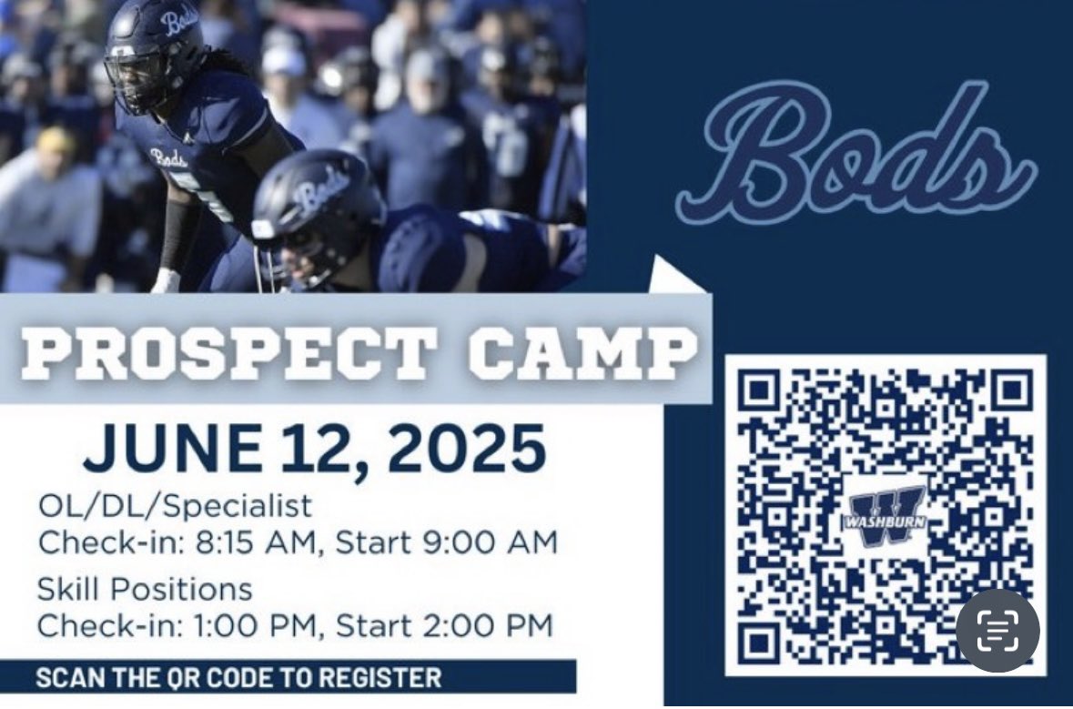 Jarvis Harrod (@coachjarvis3) on Twitter photo Overlooked? Under-recruited? Just need a chance? Well here it is…Opportunities favor the prepared ‼️
26’s and 27’s - June 1️⃣2️⃣
<a href="/IchabodFTBL/">Washburn Football</a> is the only place to be ‼️ Overlooked? Under-recruited? Just need a chance? Well here it is…Opportunities favor the prepared ‼️
26’s and 27’s - June 1️⃣2️⃣
<a href="/IchabodFTBL/">Washburn Football</a> is the only place to be ‼️