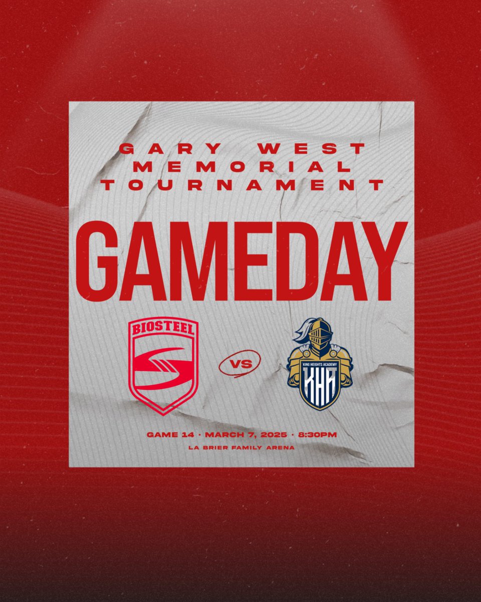Game 14 of #GaryWestMemorialTournament has <a href="/BioSteelAcademy/">Biosteel Sports Academy</a> taking on <a href="/king_heights/">King Heights Academy</a> at La Brier Family Arena. 
Watch: youtube.com/watch?v=E2GXD-…