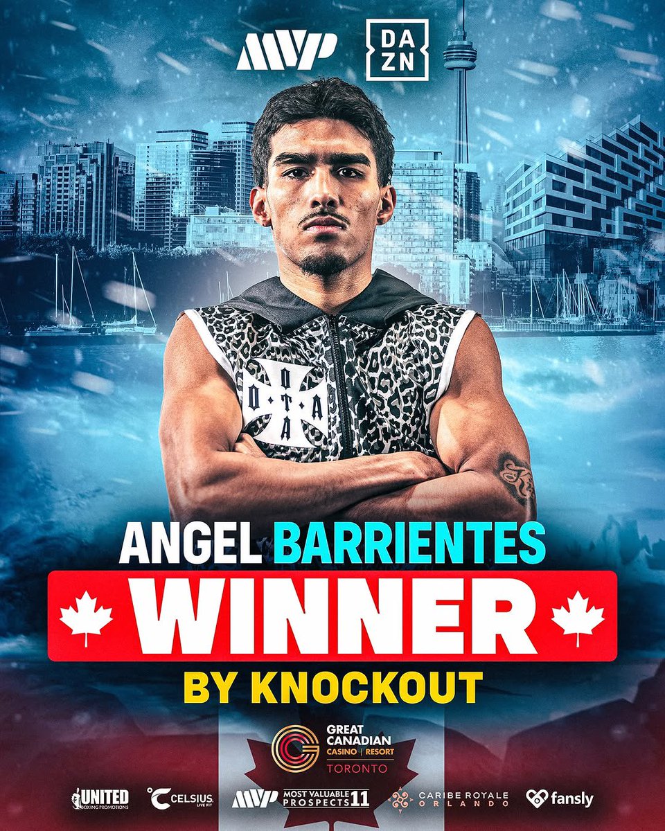 MostVpromotions's tweet photo. Angel Barrientes wins the
Super Bantamweight Bout by TKO in the 7th Round!

#BarrientesCastellano
#BahdiRacaza
Most Valuable Prospects 11
Friday, March 7th
Live AND FREE on @DAZNBoxing https://t.co/JK5AvSi1S4