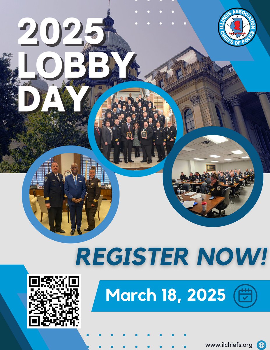 ILPoliceChiefs's tweet photo. ILACP Lobby Day is coming up fast! Don't miss out on our info and training session on March 14th - be sure to register ASAP

REGISTER HERE➡️https://t.co/f5SjLR7I6F

#ILACPLobbyDay #ILACP #Law #Legislation #Illinois #Police #LawEnforcement https://t.co/el2nGKQHOx