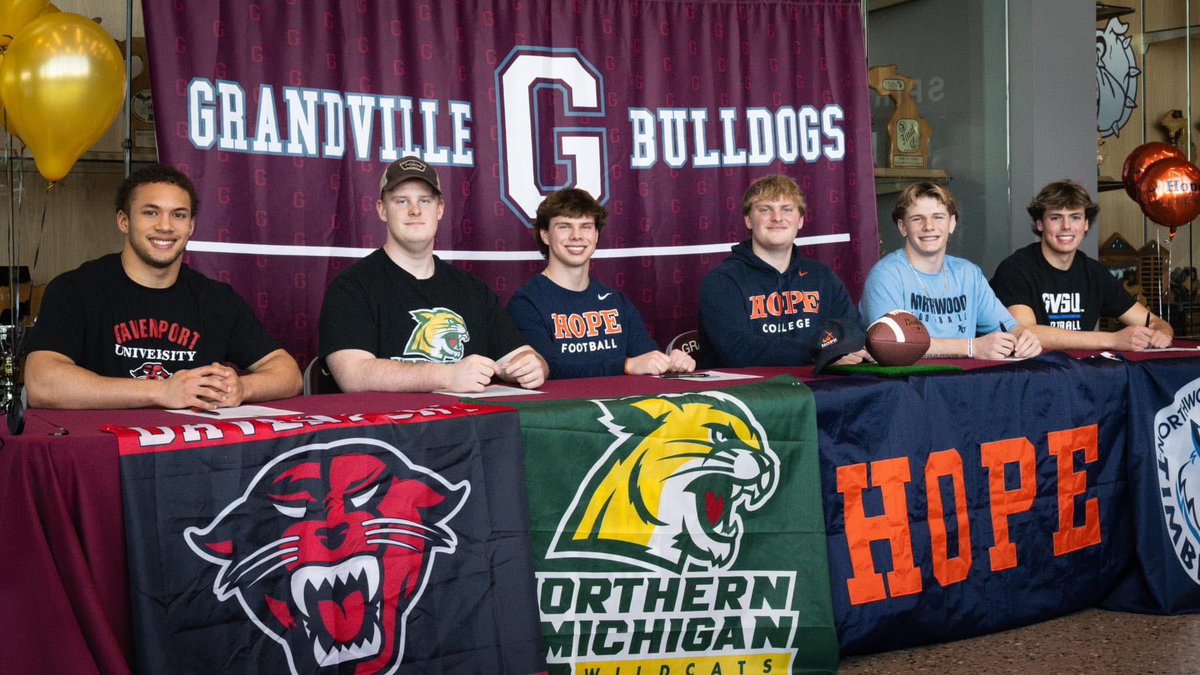 Grandville Football Recruiting (@gvillefbrecruit) on Twitter photo Congratulations to the 2025 signee class <a href="/Ethannewville3/">Ethan “Baby E” Newville</a> ( <a href="/Northwoodfball/">Northwood Football</a> )
<a href="/gibsonconnelly0/">Gibby Connelly</a> ( <a href="/gvsufootball/">GVSU Football</a> )
<a href="/JamesWeiss262/">James Weiss III</a> ( <a href="/NMU_Football/">NMU Football</a> )
<a href="/EmeryMoody18/">Emery Moody</a> ( <a href="/DU_Football/">Davenport Football</a> )
<a href="/cbreuker11/">Cam Breuker</a> ( <a href="/HopeCollegeFB/">Hope College Football</a> )
<a href="/EastonSuidinski/">Easton Suidinski</a> ( <a href="/HopeCollegeFB/">Hope College Football</a> )
Make us Proud Dawgs <a href="/GrandvilleFB/">Grandville Football</a> Congratulations to the 2025 signee class <a href="/Ethannewville3/">Ethan “Baby E” Newville</a> ( <a href="/Northwoodfball/">Northwood Football</a> )
<a href="/gibsonconnelly0/">Gibby Connelly</a> ( <a href="/gvsufootball/">GVSU Football</a> )
<a href="/JamesWeiss262/">James Weiss III</a> ( <a href="/NMU_Football/">NMU Football</a> )
<a href="/EmeryMoody18/">Emery Moody</a> ( <a href="/DU_Football/">Davenport Football</a> )
<a href="/cbreuker11/">Cam Breuker</a> ( <a href="/HopeCollegeFB/">Hope College Football</a> )
<a href="/EastonSuidinski/">Easton Suidinski</a> ( <a href="/HopeCollegeFB/">Hope College Football</a> )
Make us Proud Dawgs <a href="/GrandvilleFB/">Grandville Football</a>
