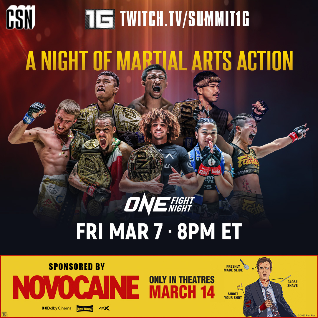 summit1g's tweet photo. Live.
Watching ONE Fight Night with smallhead @HutchMF at 7pm CT!
#Creatorsportsnetwork #ONEchampionship #ad https://t.co/3oILr7BDXd