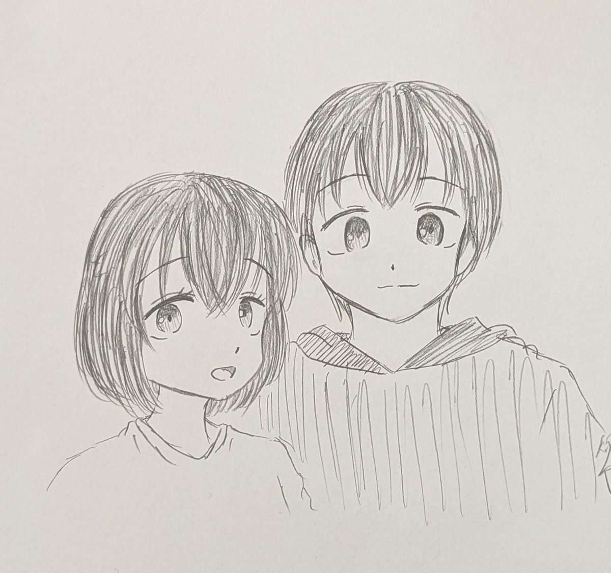 結局最後まで共演描けなかったので
東兄妹描いとこ
一(はじめ)と歩(あゆみ)で
一歩だったりします 