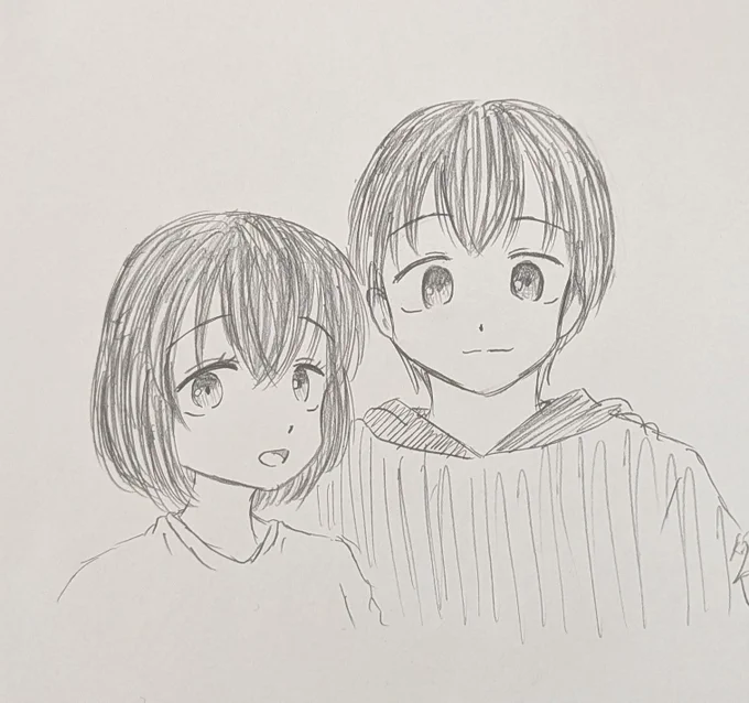 結局最後まで共演描けなかったので
東兄妹描いとこ
一(はじめ)と歩(あゆみ)で
一歩だったりします 