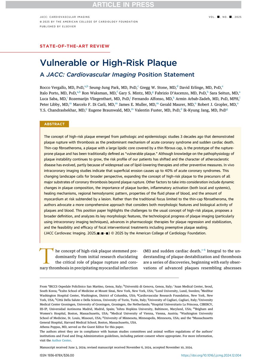 🔥Placas Vulnerables o de Alto Riesgo. 🆕Documento de Posición.

📄Puedes ver un resumen aquí en mi canal
🎥youtube.com/watch?v=gv1SoZ…

🎧También escucharlo en Spotify:
📎 Links a los podcasts: 🔸open.spotify.com/episode/1mVzOX… 
🔹open.spotify.com/episode/1FcQy1… #cardiologia #CVD #IHD #ACS #CCD