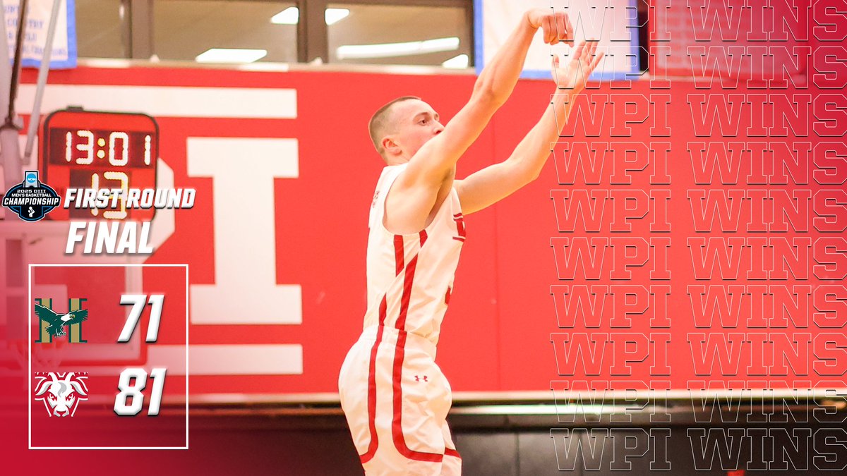 WPI Athletics (@wpiathletics) on Twitter photo WPI WINS!
WPI WINS!
WPI WINS!
<a href="/WPIMBasketball/">WPI Men's Basketball</a> takes care of business in the first round with the \/\/ over the Eagles.
Box score now, recap soon ⤵️
📊-tinyurl.com/tt7kuru7
🏀x🐐
#GoatNation #d3hoops WPI WINS!
WPI WINS!
WPI WINS!
<a href="/WPIMBasketball/">WPI Men's Basketball</a> takes care of business in the first round with the \/\/ over the Eagles.
Box score now, recap soon ⤵️
📊-tinyurl.com/tt7kuru7
🏀x🐐
#GoatNation #d3hoops