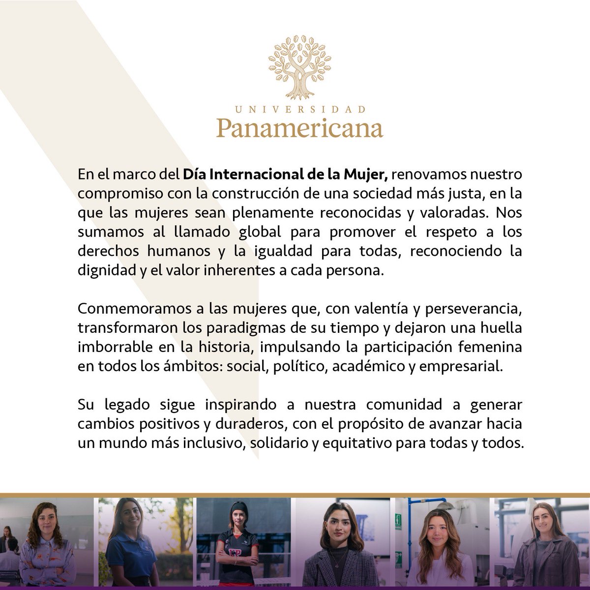 Reconocemos e impulsamos la fuerza, el talento y la entrega de las mujeres en todos los ámbitos de la sociedad. Su voz, su trabajo y su liderazgo transforman el mundo cada día. Sigamos construyendo un futuro con más igualdad de oportunidades.

#DíaInternacionalDeLaMujer