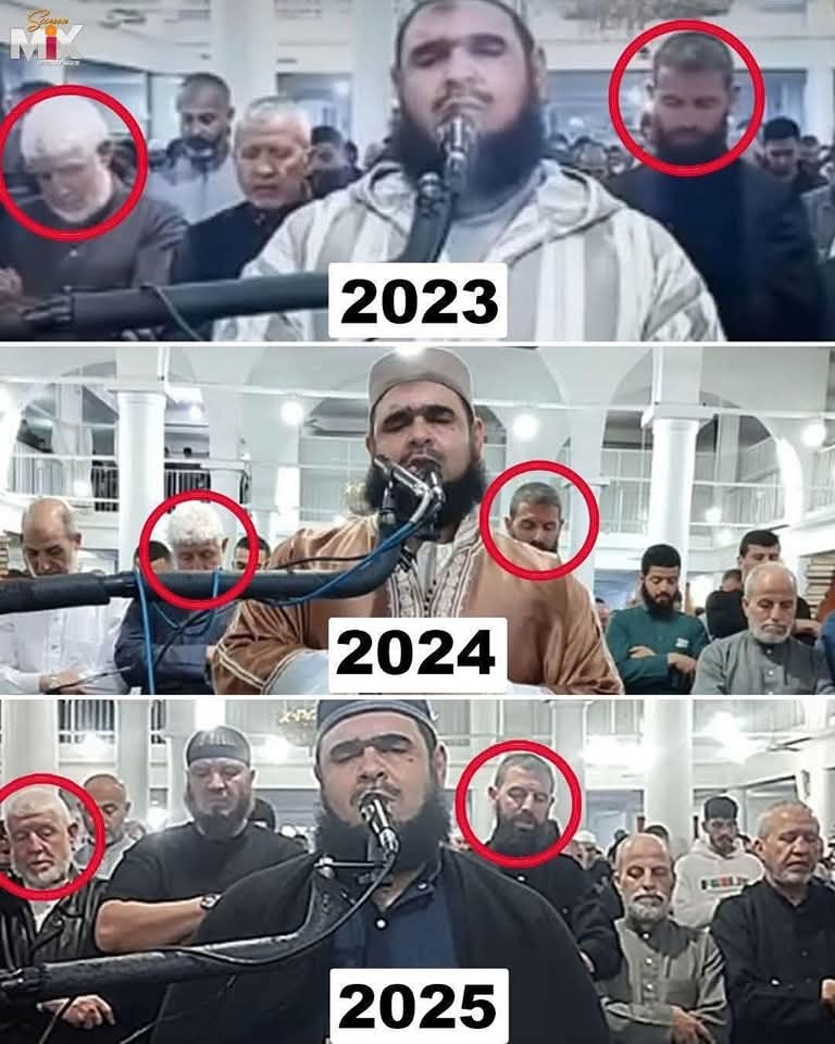 Ecrin__Shaikh's tweet image. Some things don&apos;t change 
Ma Sha Allah
A picture of them in the Taraweeh prayer in the year 2023 and 2024 behind the reciter Sheikh &quot;Walid Mahsas&quot; and today in the #Taraweeh prayer 2025 is still in the same place, the son and the father
#Ramadan