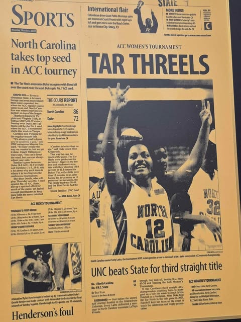R.L. Bynum (@rl-bynum.bsky.social on Bluesky) (@rl_bynum) on Twitter photo .<a href="/uncwbb/">Carolina Women's Basketball</a> great and <a href="/accnetwork/">ACC Network</a> analyst <a href="/IvoryLatta12/">Ivory Latta</a> featured prominently on <a href="/NewsandRecord/">News & Record</a> sports fronts on the walls of the First Horizon Coliseum press room. #UNC .<a href="/uncwbb/">Carolina Women's Basketball</a> great and <a href="/accnetwork/">ACC Network</a> analyst <a href="/IvoryLatta12/">Ivory Latta</a> featured prominently on <a href="/NewsandRecord/">News & Record</a> sports fronts on the walls of the First Horizon Coliseum press room. #UNC