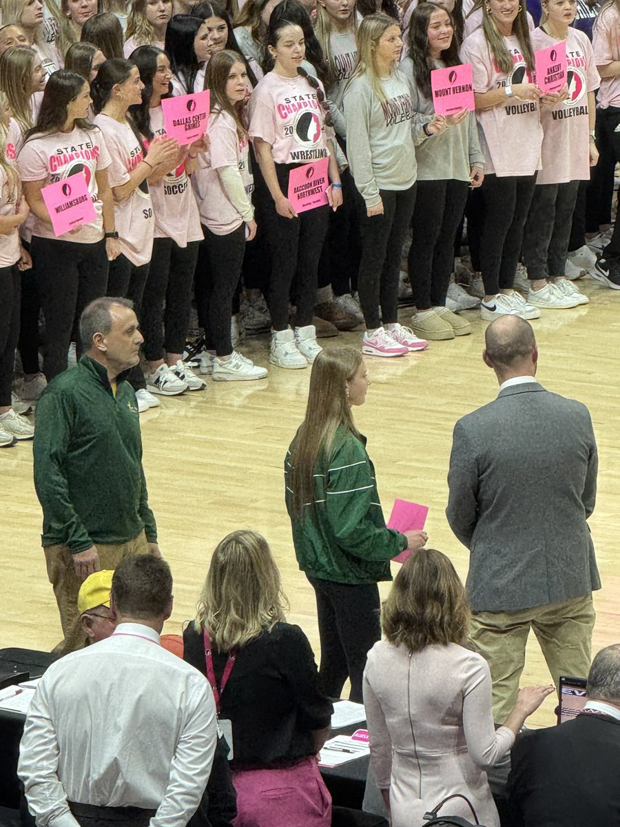 Stalbertsprtfan's tweet photo. Lili Denton honored tonight with Coach Weidman at the 2024-2025 Parade of Champions for her 2024 record breaking 1A Cross Country Championship! https://t.co/YBbzpmMB0X