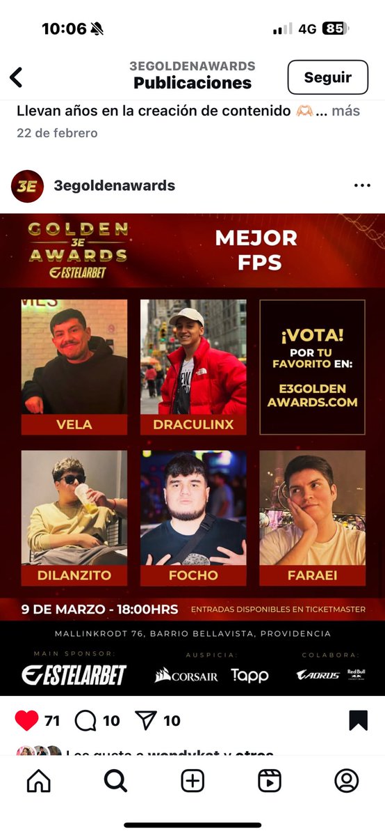 Amigos quería pedirles un favor, estoy nominado a una premiación de streamers en la cual me encuentro en la categoría “MEJOR STREAMER FPS”
y agradecería mucho si votan por mi, les dejaré el link en el primer comentario de este tweet, ojalá ganar el premio🥹 el año pasado casi me