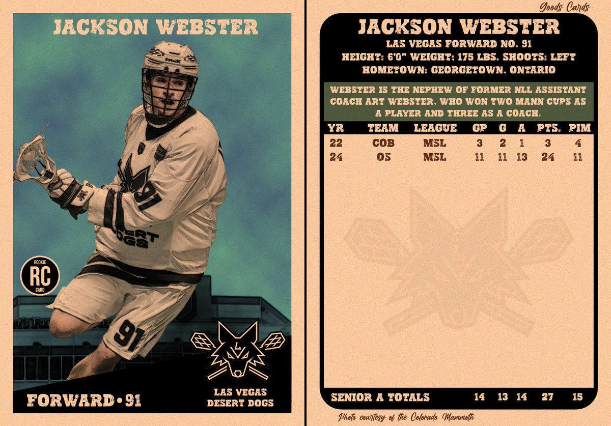 Jackson Webster of the <a href="/vegasdesertdogs/">Las Vegas Desert Dogs</a> is today's #NLL Card of the Day! #LacrosseCards