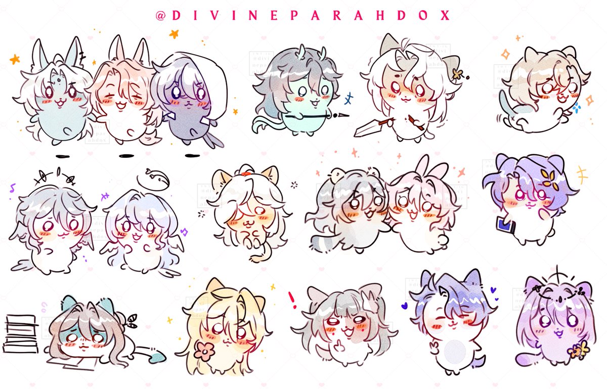 DivineParahdox's tweet photo. Some of the honkai star rail cast (including yaoqing trio!) in the Chiikawa style 💗✨ 

i might take some more suggestions! also check the alt text to see who is who 👀🌈 https://t.co/FpoKuZjDRz